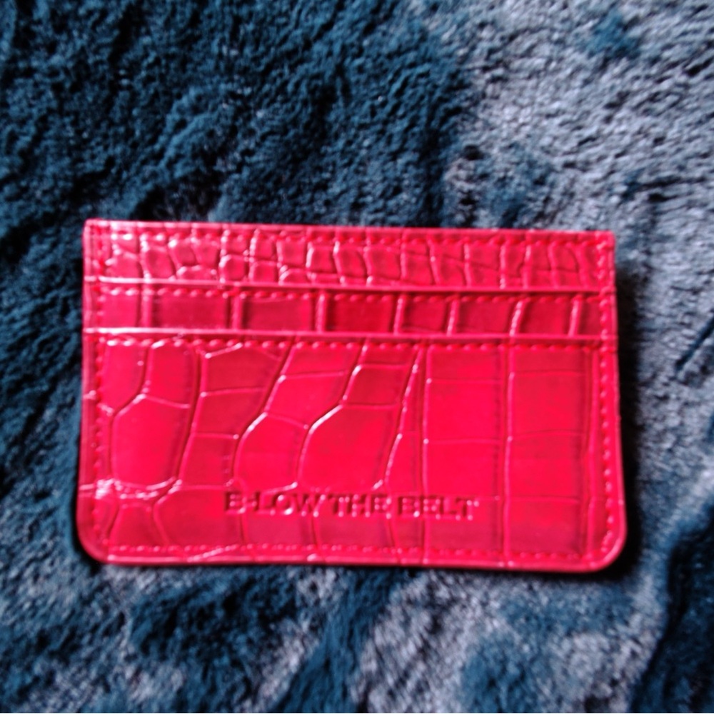 B-Low the Belt Red Faux Crocodile Card Holder